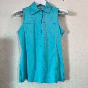 Callaway Womens Sleeveless Turquoise Tennis Golf Polo Shirt Small Stretch Sporty